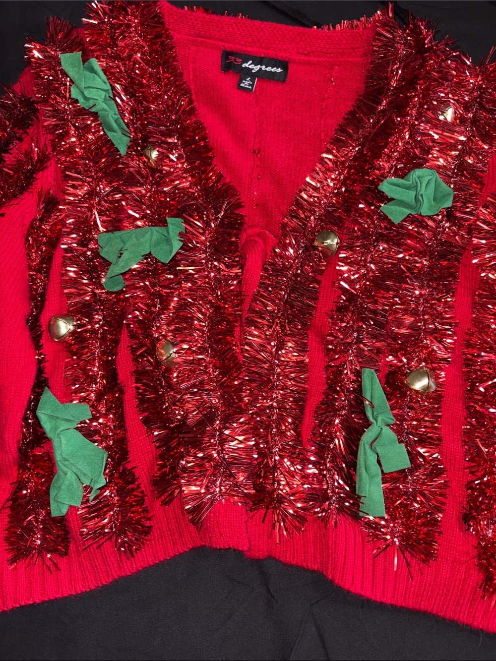 Festive Red Tinsel Trim Cardigan by 28 Degrees